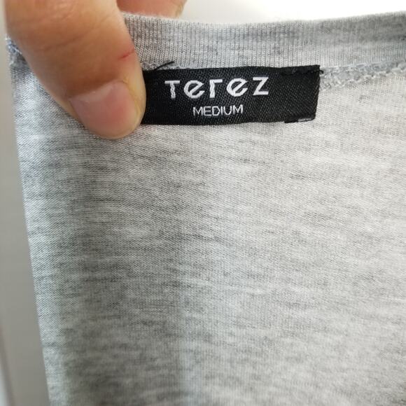 Terez Tie Front Short Sleeve Shirt Gray Medium - Picture 6 of 7